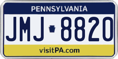 PA license plate JMJ8820