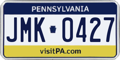 PA license plate JMK0427