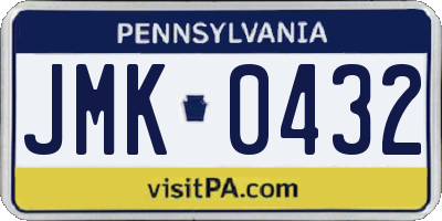 PA license plate JMK0432