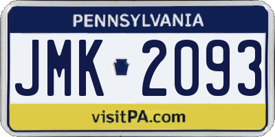 PA license plate JMK2093