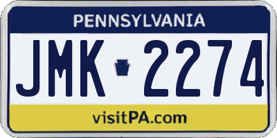 PA license plate JMK2274