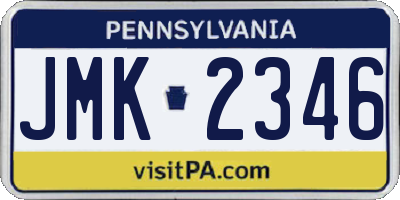 PA license plate JMK2346
