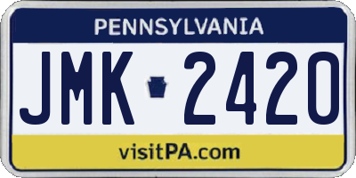PA license plate JMK2420