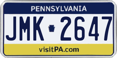 PA license plate JMK2647