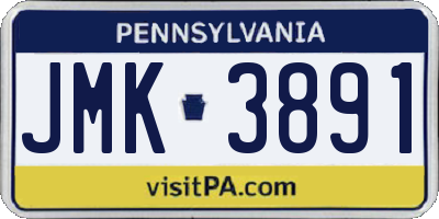 PA license plate JMK3891