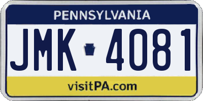 PA license plate JMK4081
