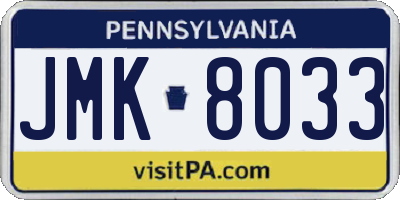 PA license plate JMK8033