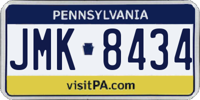 PA license plate JMK8434