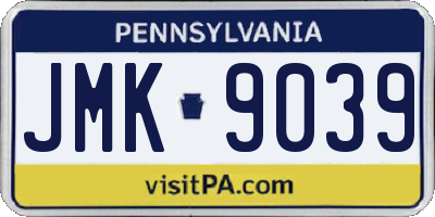 PA license plate JMK9039