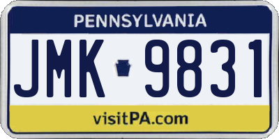 PA license plate JMK9831