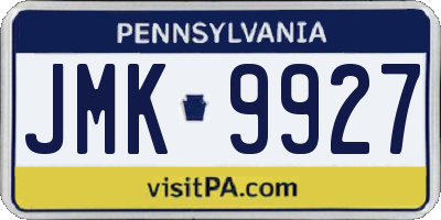 PA license plate JMK9927
