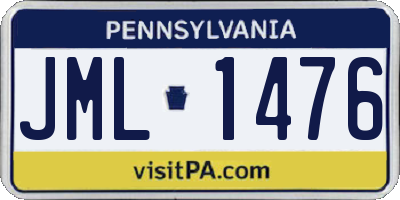 PA license plate JML1476