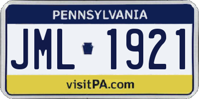 PA license plate JML1921
