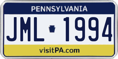 PA license plate JML1994