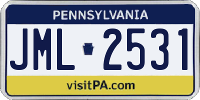 PA license plate JML2531