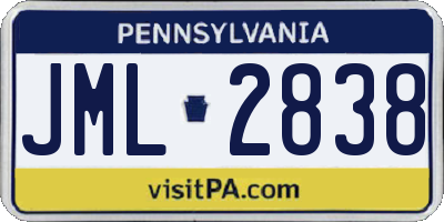 PA license plate JML2838
