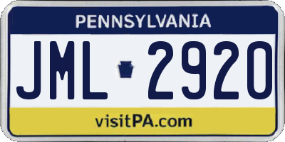 PA license plate JML2920