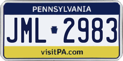 PA license plate JML2983