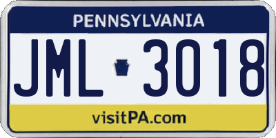 PA license plate JML3018