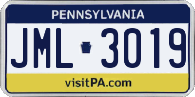 PA license plate JML3019