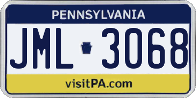 PA license plate JML3068