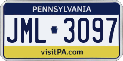 PA license plate JML3097