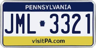 PA license plate JML3321