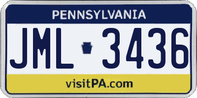PA license plate JML3436