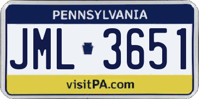 PA license plate JML3651