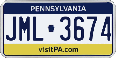 PA license plate JML3674