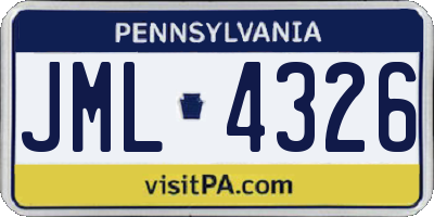 PA license plate JML4326