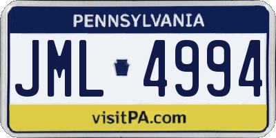 PA license plate JML4994