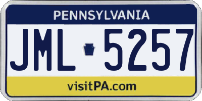 PA license plate JML5257