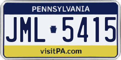 PA license plate JML5415