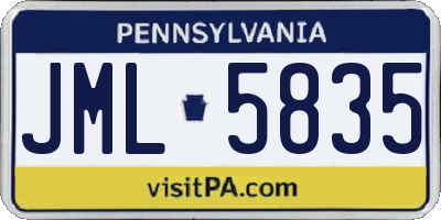 PA license plate JML5835