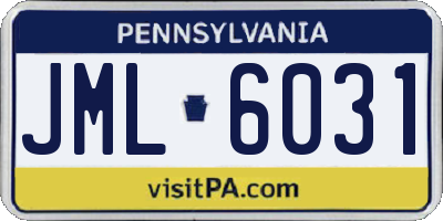 PA license plate JML6031