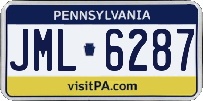 PA license plate JML6287