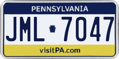 PA license plate JML7047