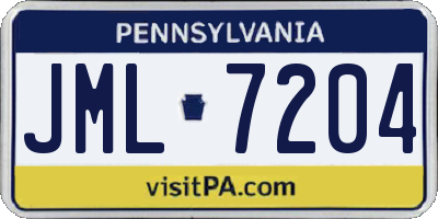 PA license plate JML7204