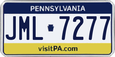PA license plate JML7277