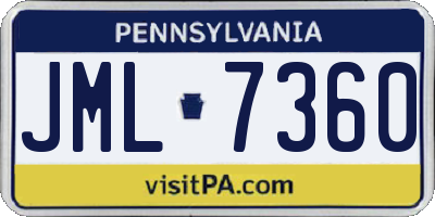 PA license plate JML7360