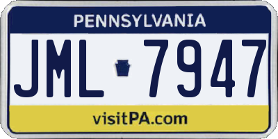 PA license plate JML7947