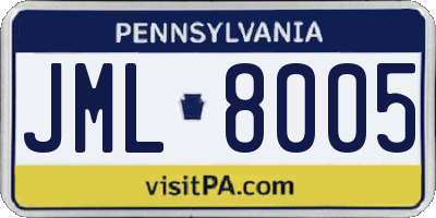 PA license plate JML8005