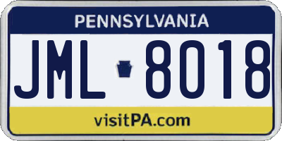 PA license plate JML8018
