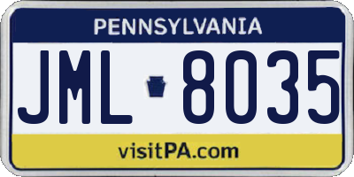 PA license plate JML8035