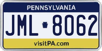 PA license plate JML8062