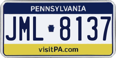 PA license plate JML8137
