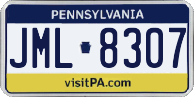 PA license plate JML8307