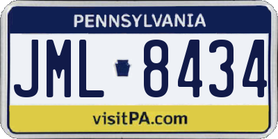 PA license plate JML8434