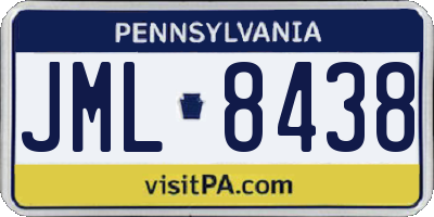 PA license plate JML8438